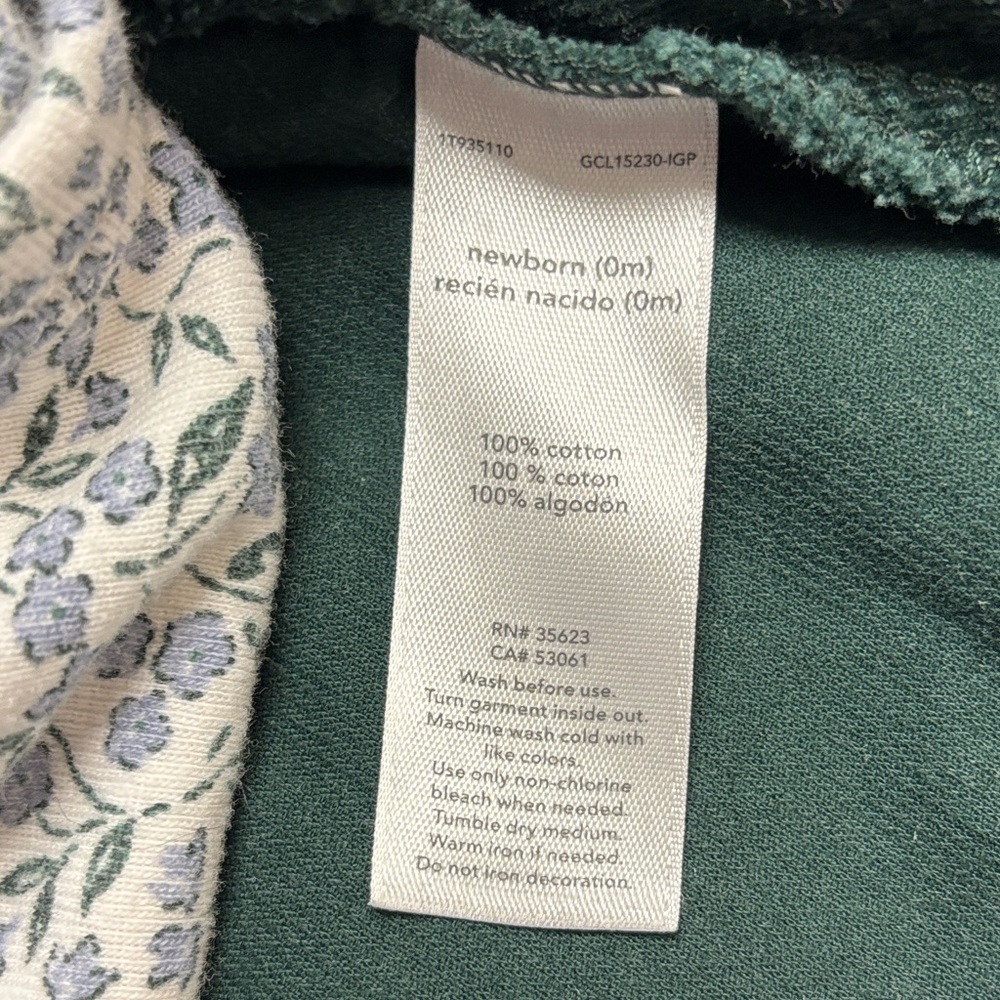 Dark Green Corduroy Pinafore Dress with Floral Onesie - Picture 16 of 16